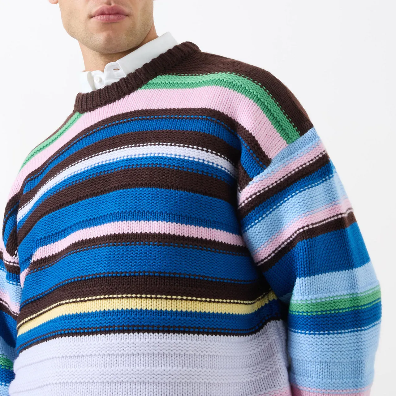 JW ANDERSON Striped Boxy-Fit Sweater - Blue