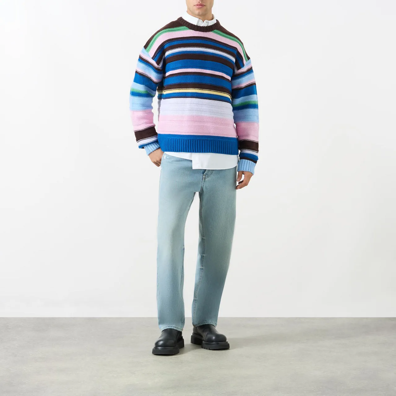 JW ANDERSON Striped Boxy-Fit Sweater - Blue