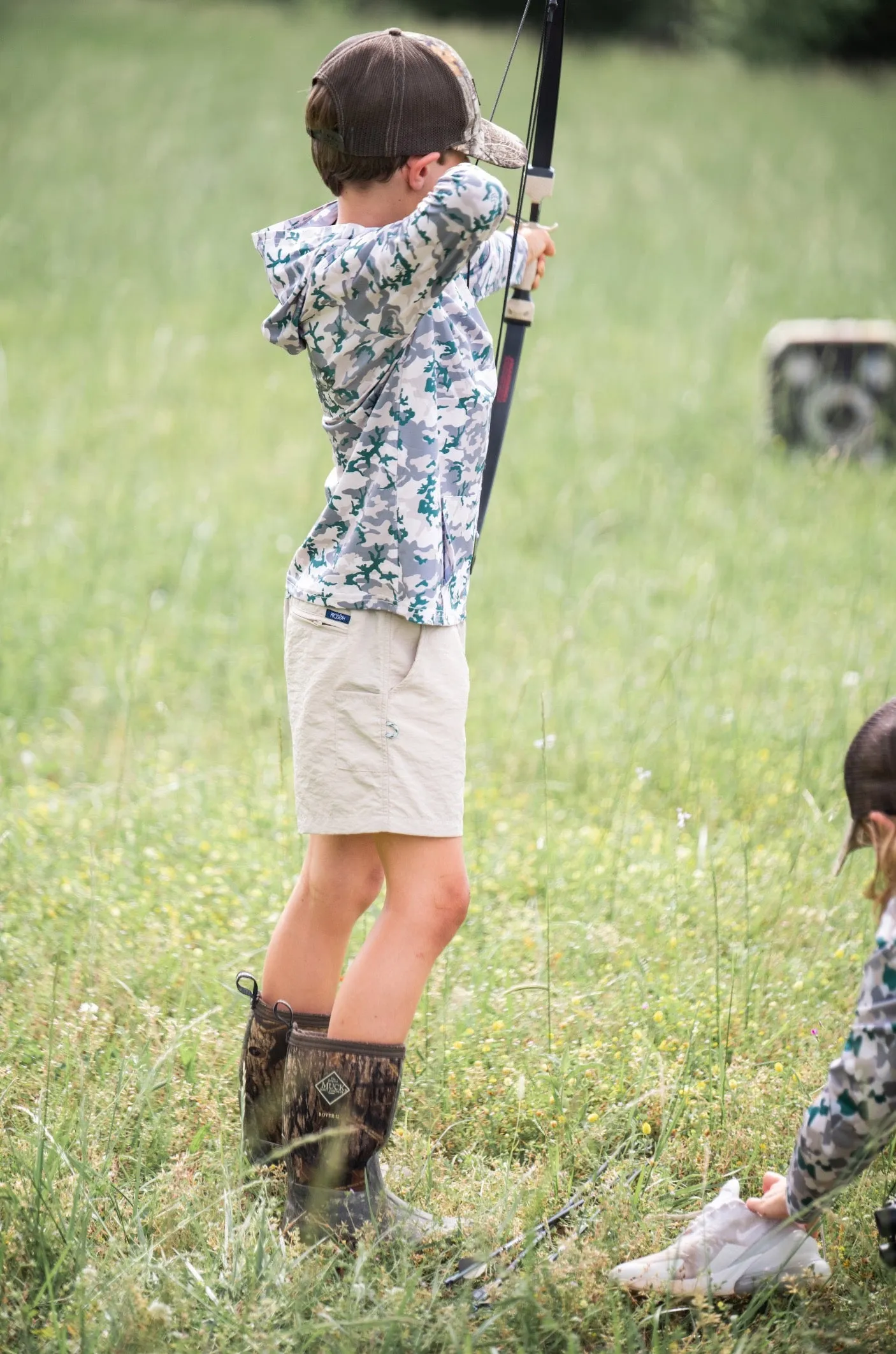 Kid's Pro Performance Hoodie Fishing T-shirt in New Neutral Camo