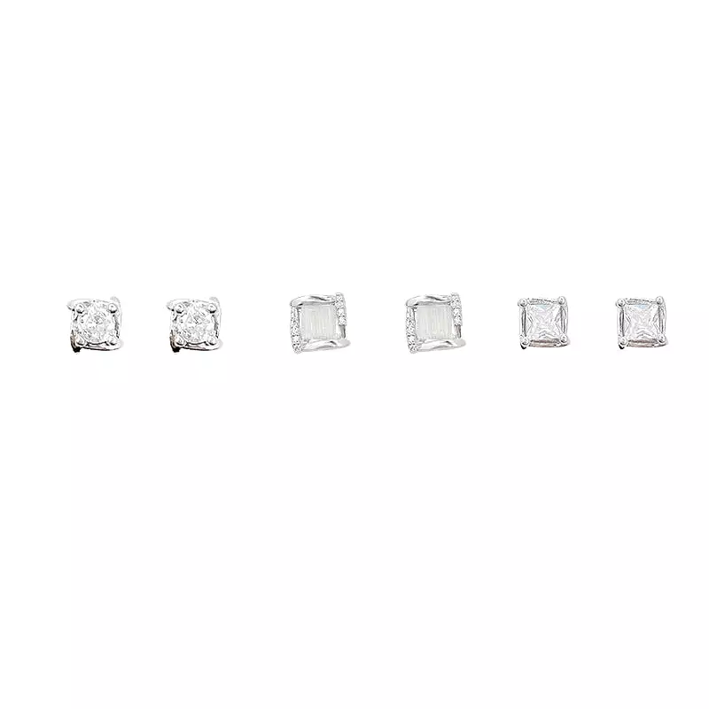 Korean light luxury niche exquisite zircon earrings set  for