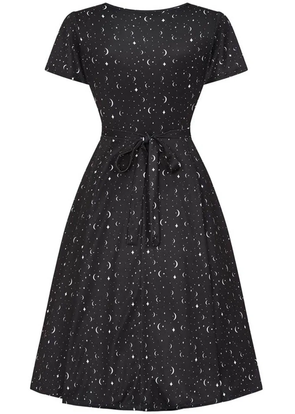 Lady V Lady Voluptuous Lyra Moon and Stars 50's Swing Dress Black