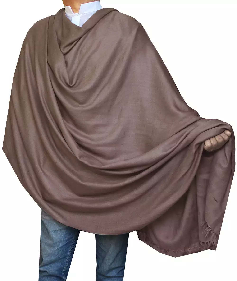 Large Prayer Shawl Pure Wool Wrap India Clothing Men Women (Brown)