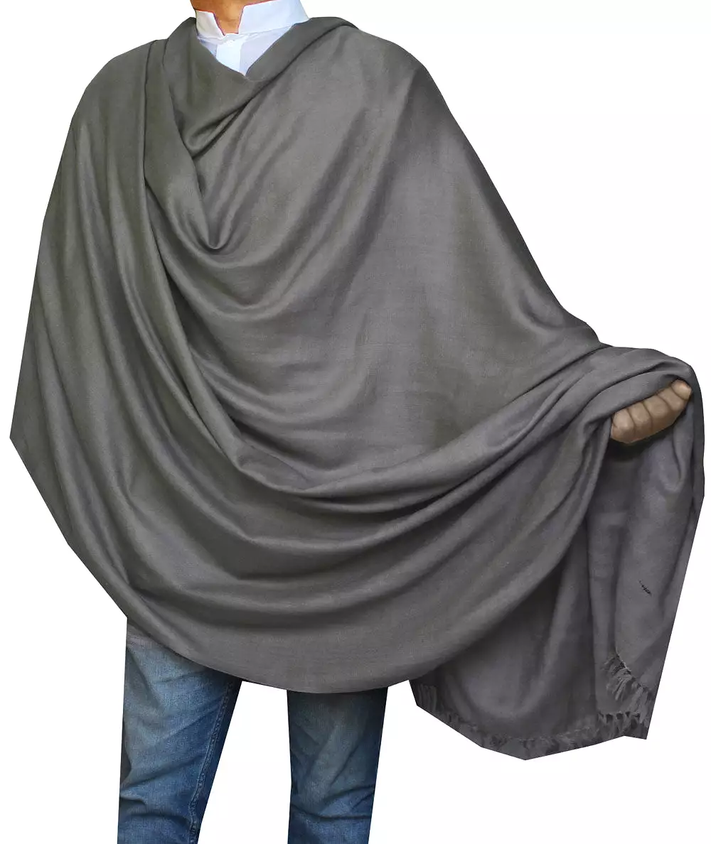 Large Prayer Shawl Pure Wool Wrap Mens Womens India Clothing (Grey)