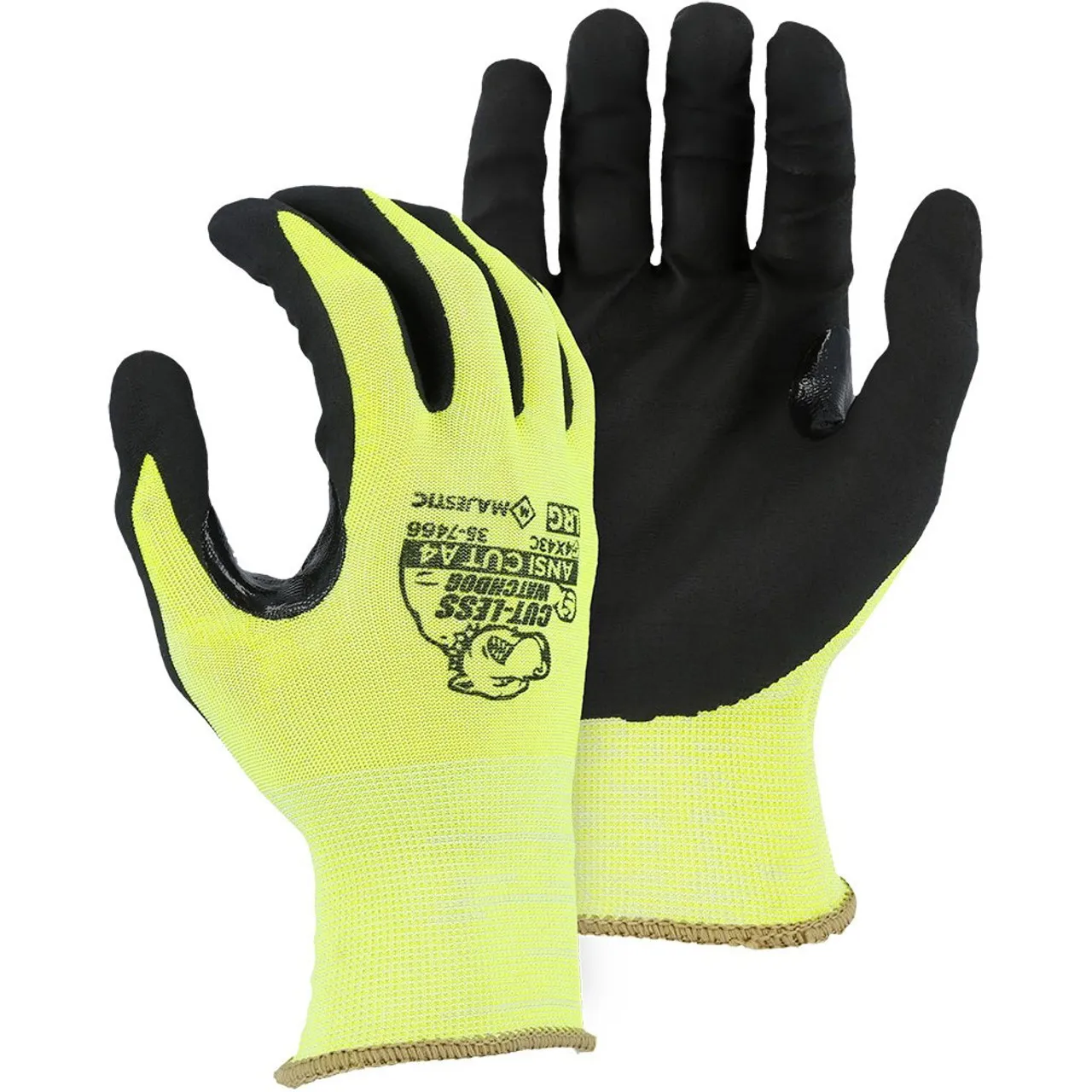 Majestic A4 Cut Level Hi Vis Watchdog Gloves with Foam Nitrile Palm Coating 35-7466 - Case of 120 Pair