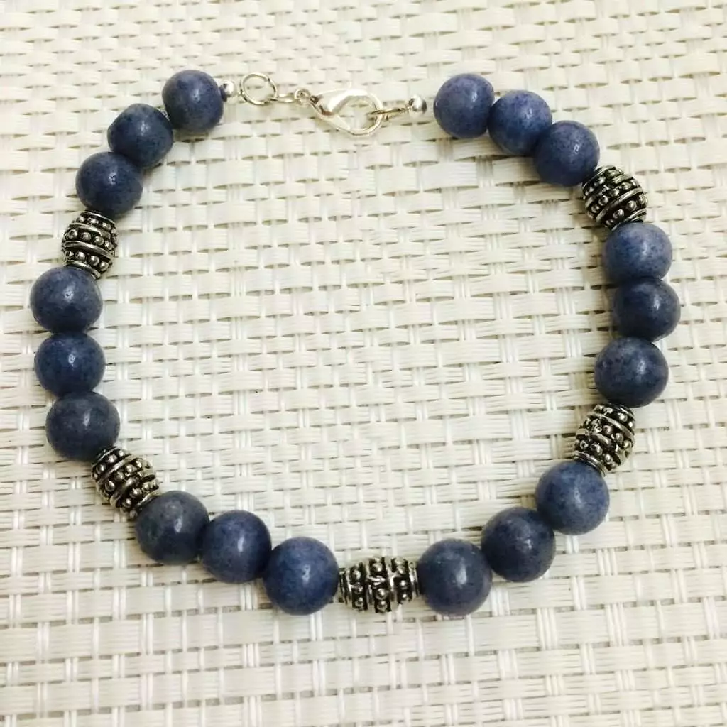 Men's Blue Aventurine Beaded Bracelet