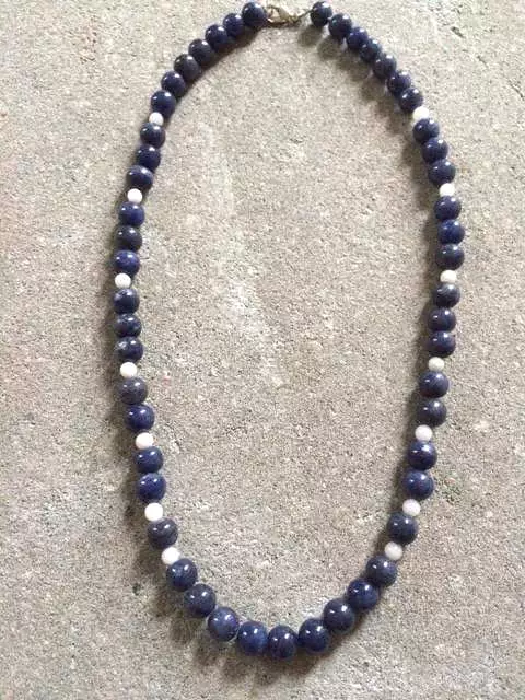 Men's Blue Aventurine Beaded Necklace