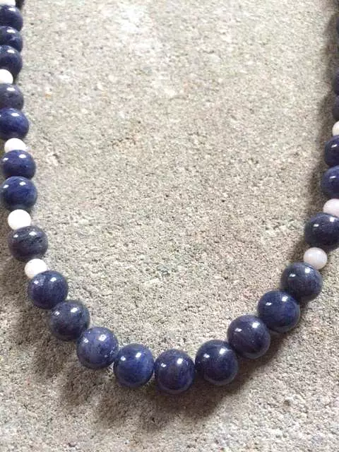 Men's Blue Aventurine Beaded Necklace