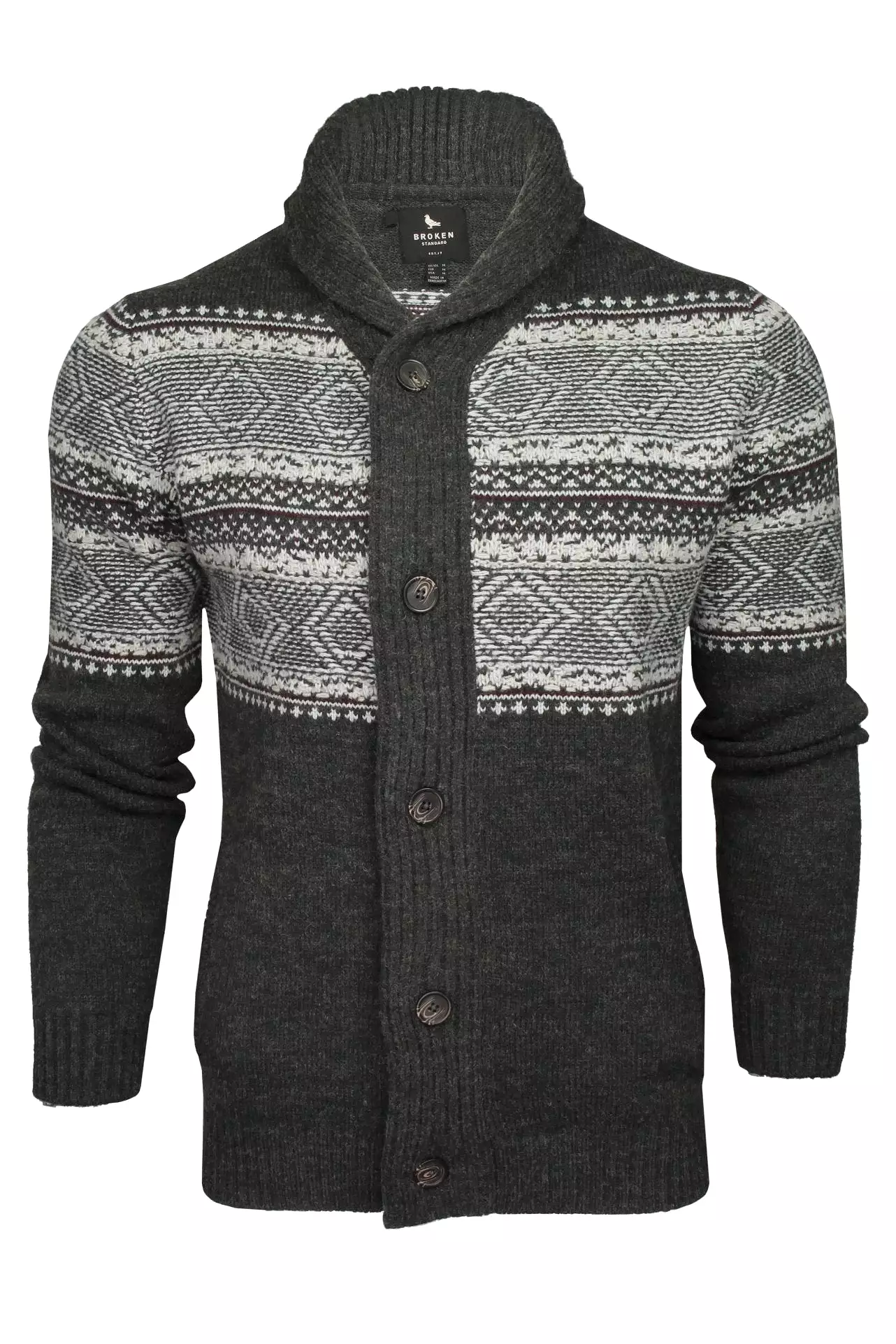 Mens Broken Standard Fairisle Shawl Neck Cardigan