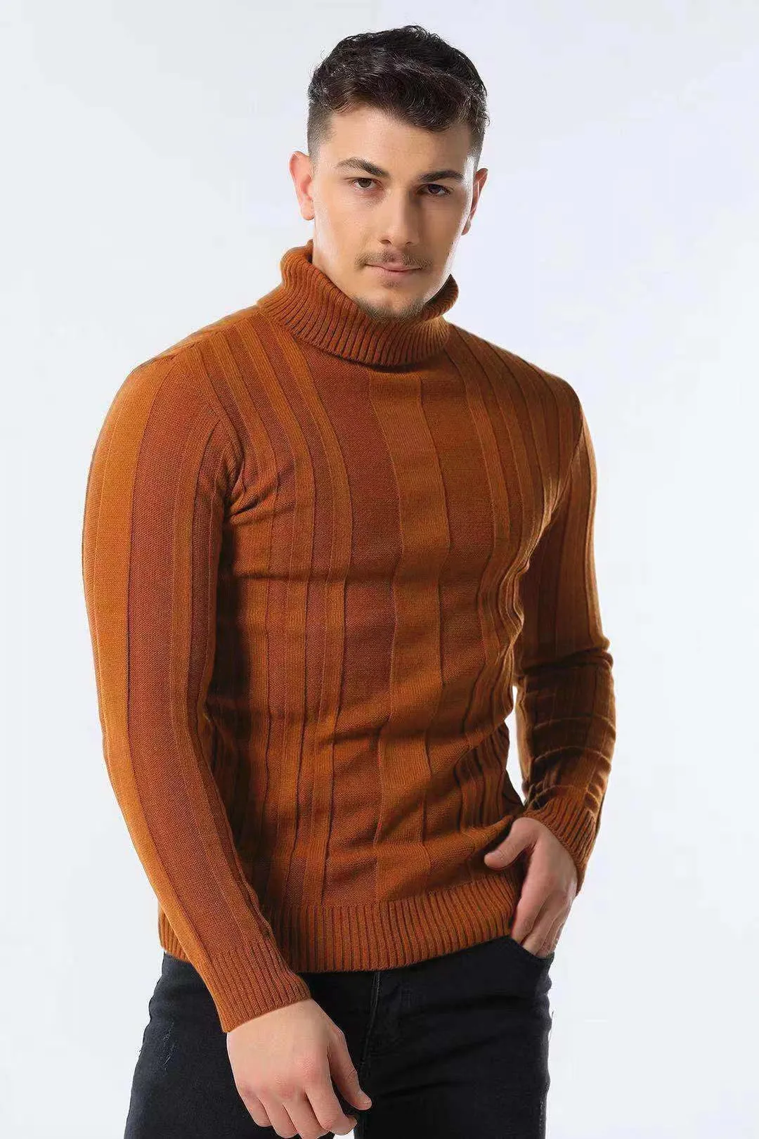 Men's Casual Warm Striped Sweater