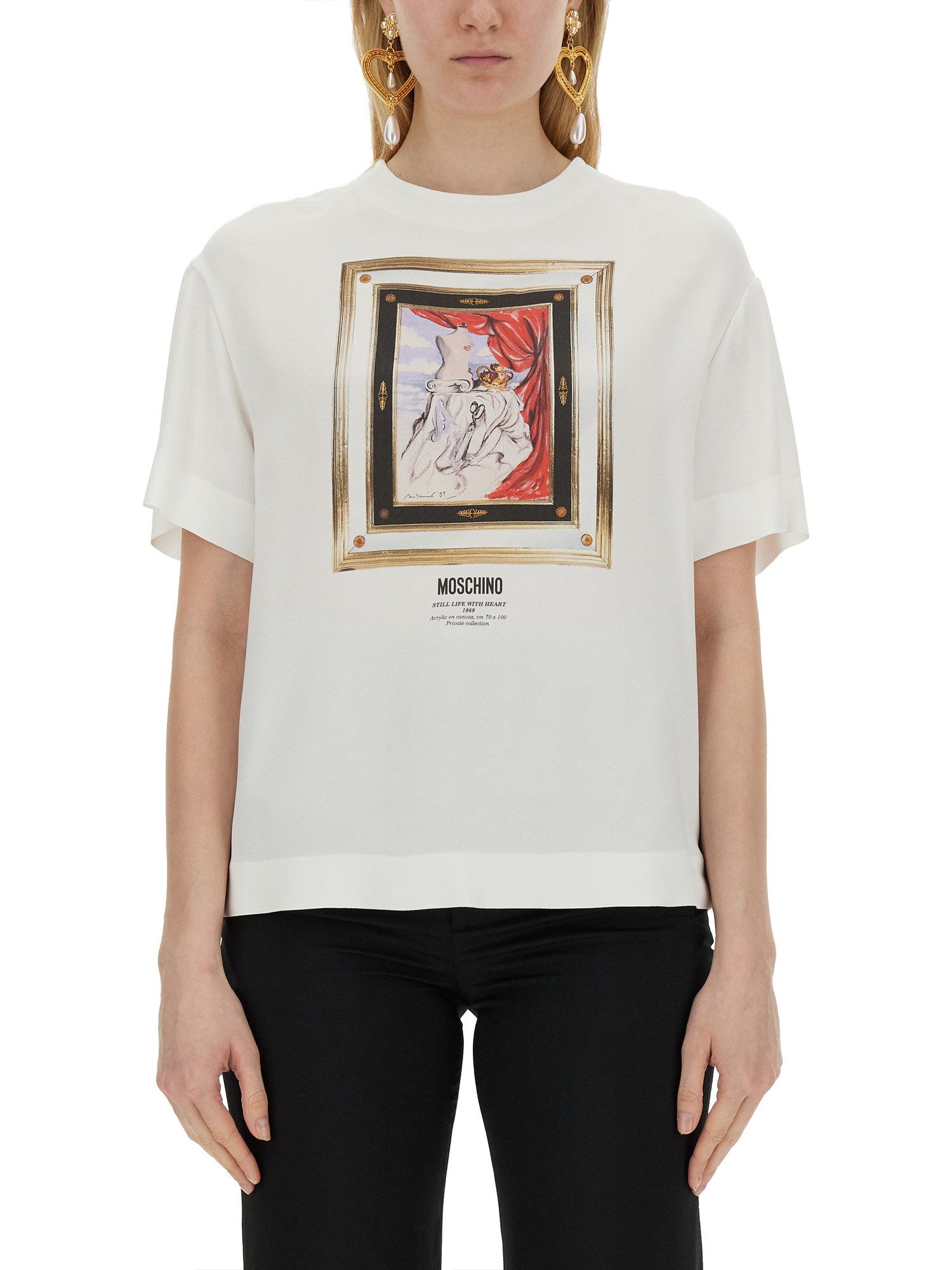 MOSCHINO    ENVER SATIN BLOUSE STILL LIFE WITH HEART