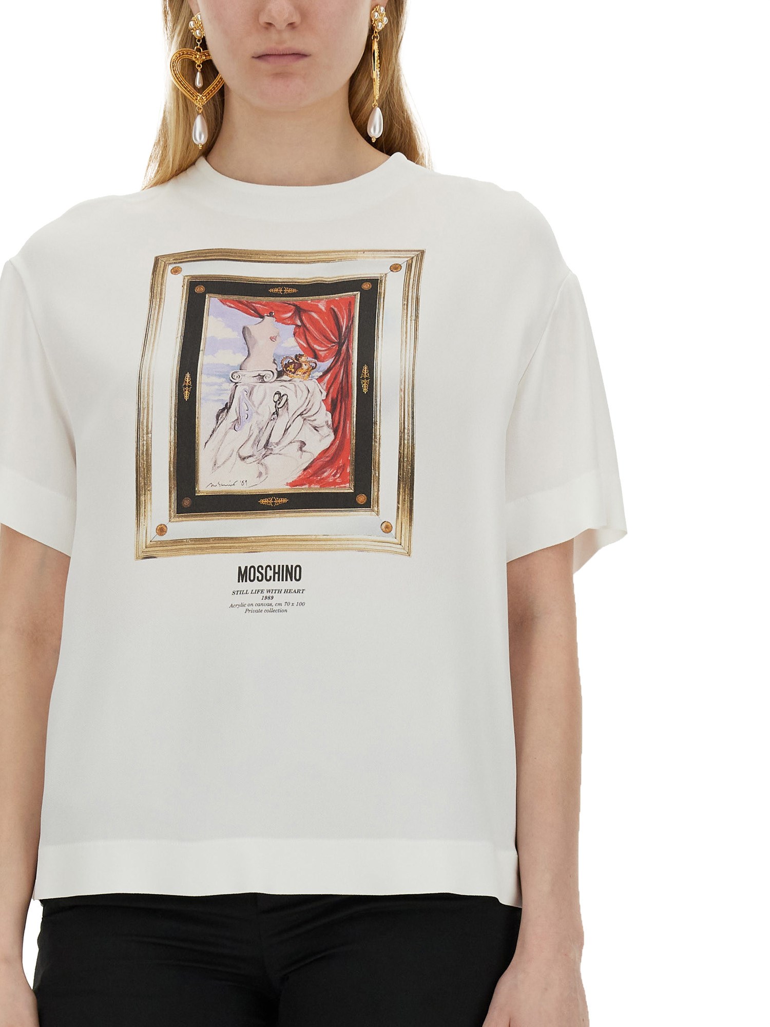 MOSCHINO    ENVER SATIN BLOUSE STILL LIFE WITH HEART