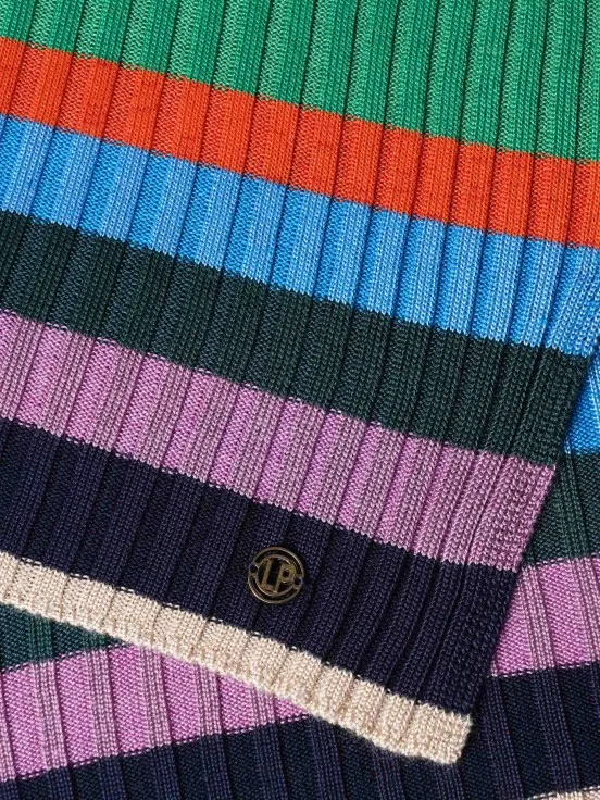 Multicolored striped turtleneck sweater