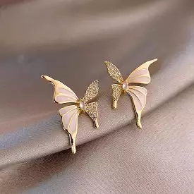 Niche zircon liquid butterfly earrings for women