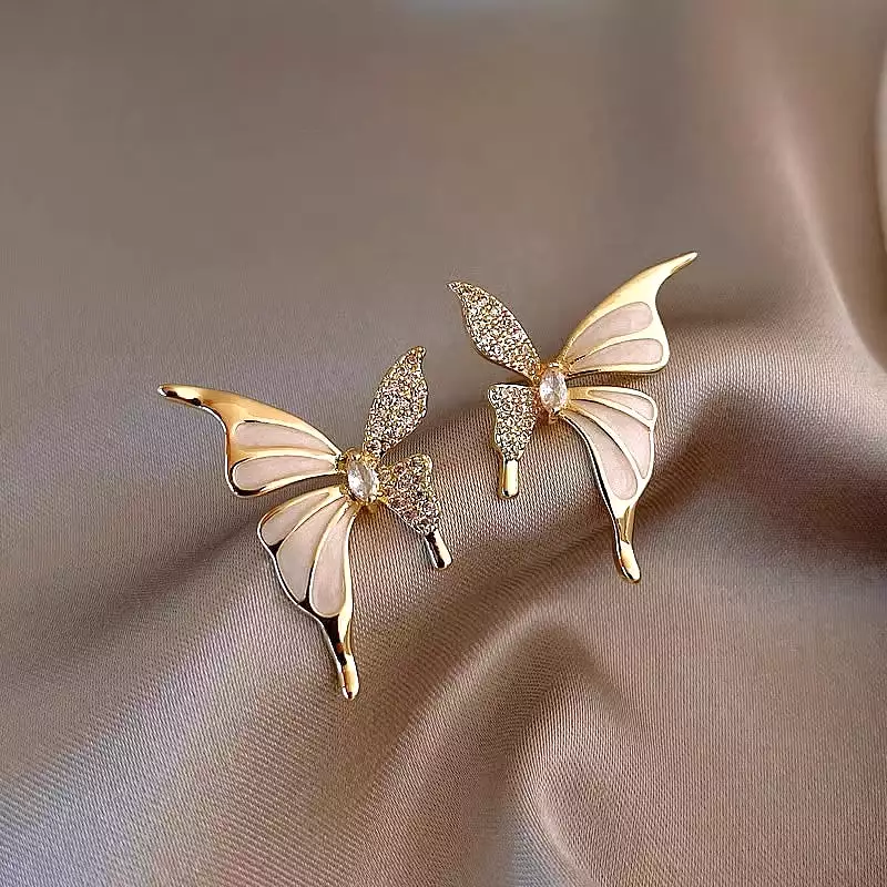 Niche zircon liquid butterfly earrings for women