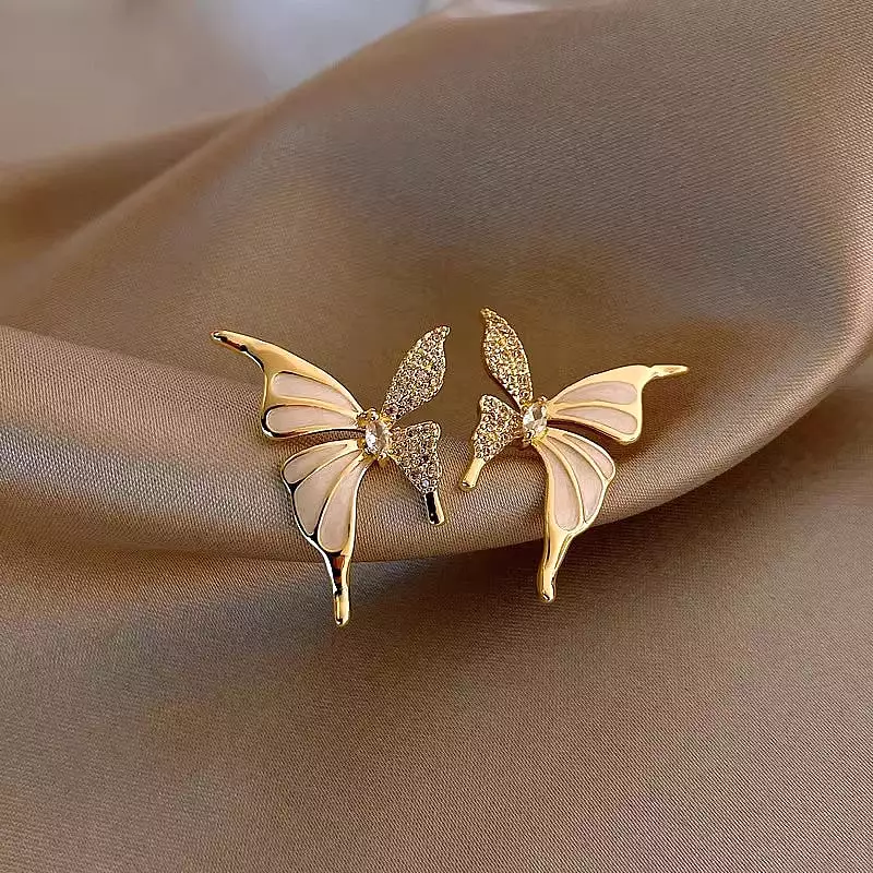 Niche zircon liquid butterfly earrings for women