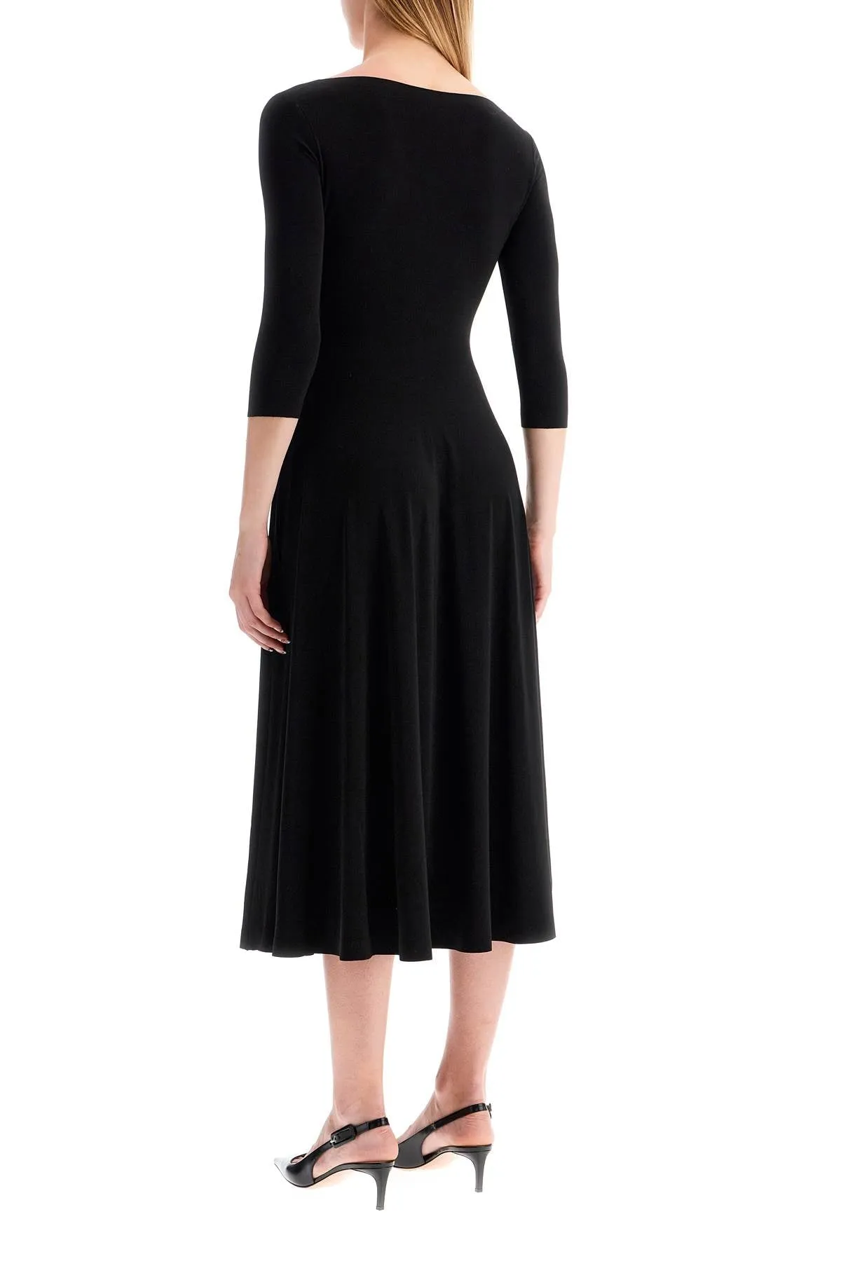 Norma Kamali Reversible V Neck Dress   Black