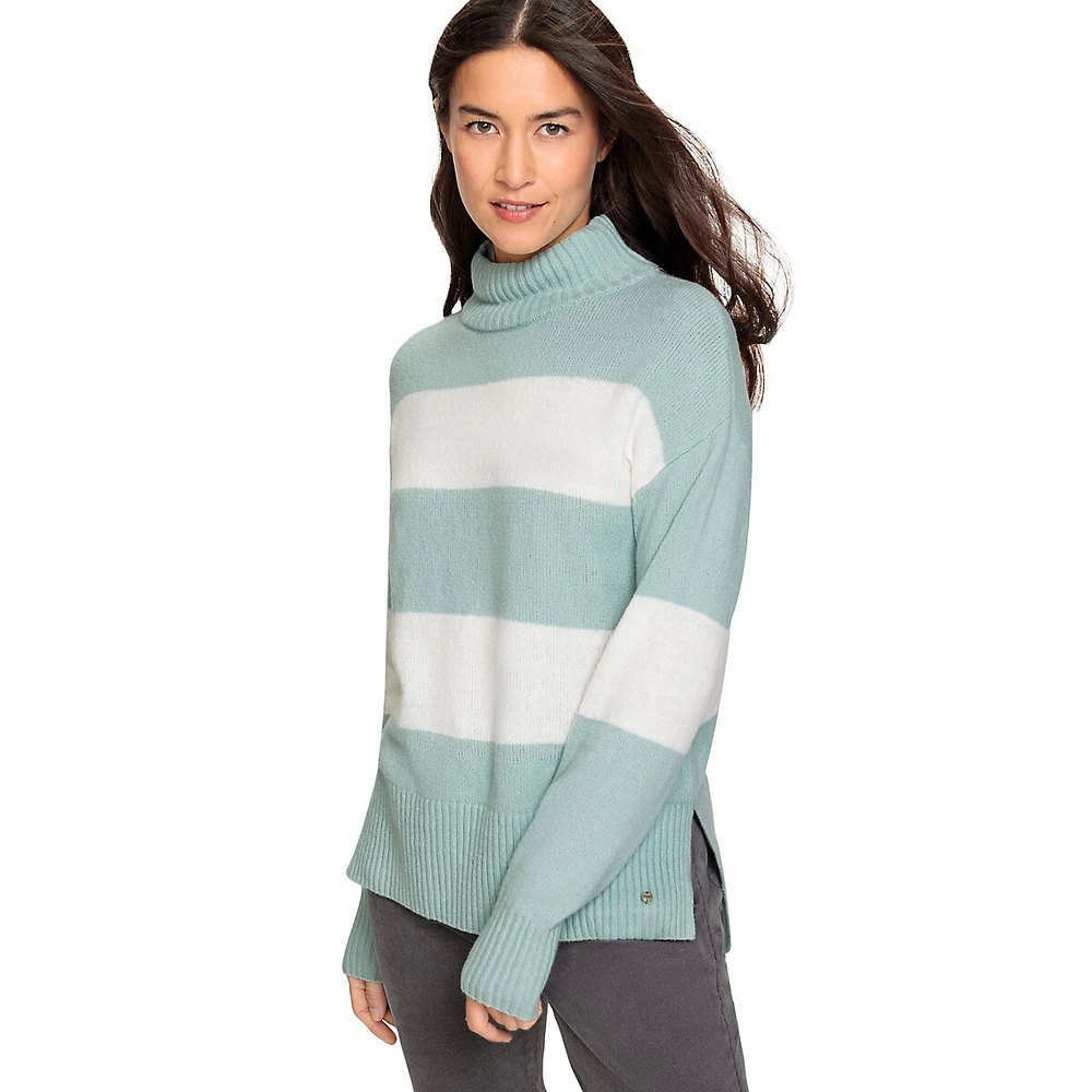 Olsen Striped Mockneck Sweater