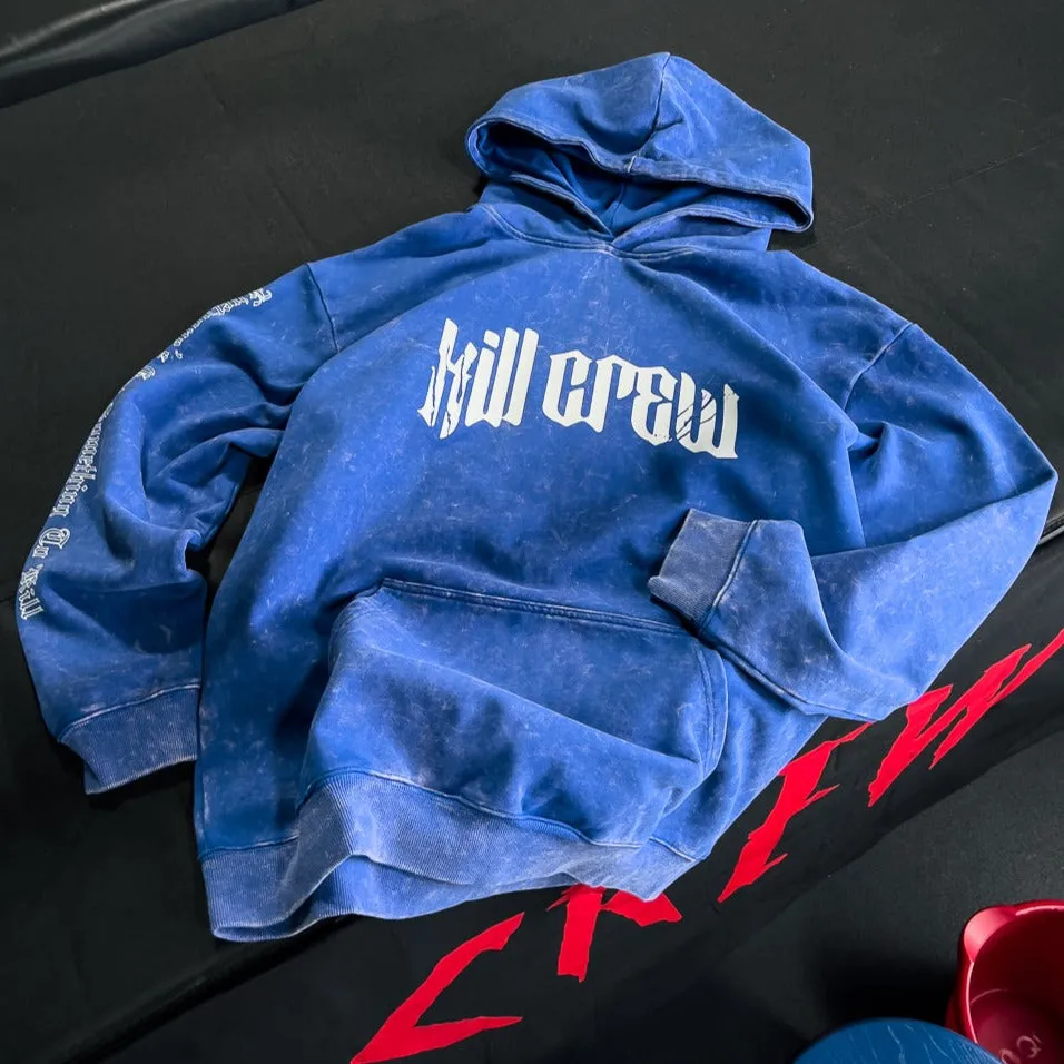 OVERSIZED LUX LONE WOLF HOODIE - BLUE / WHITE