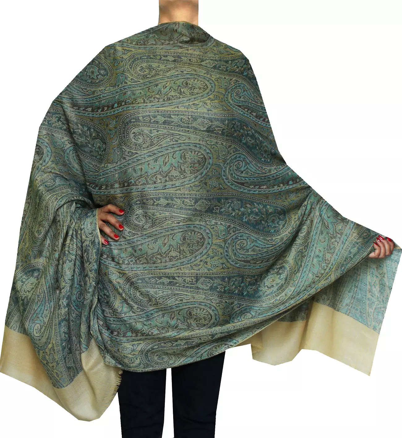 Paisley Wool Women's Wrap Shawl Gift India Clothes (82 x 42 inches)