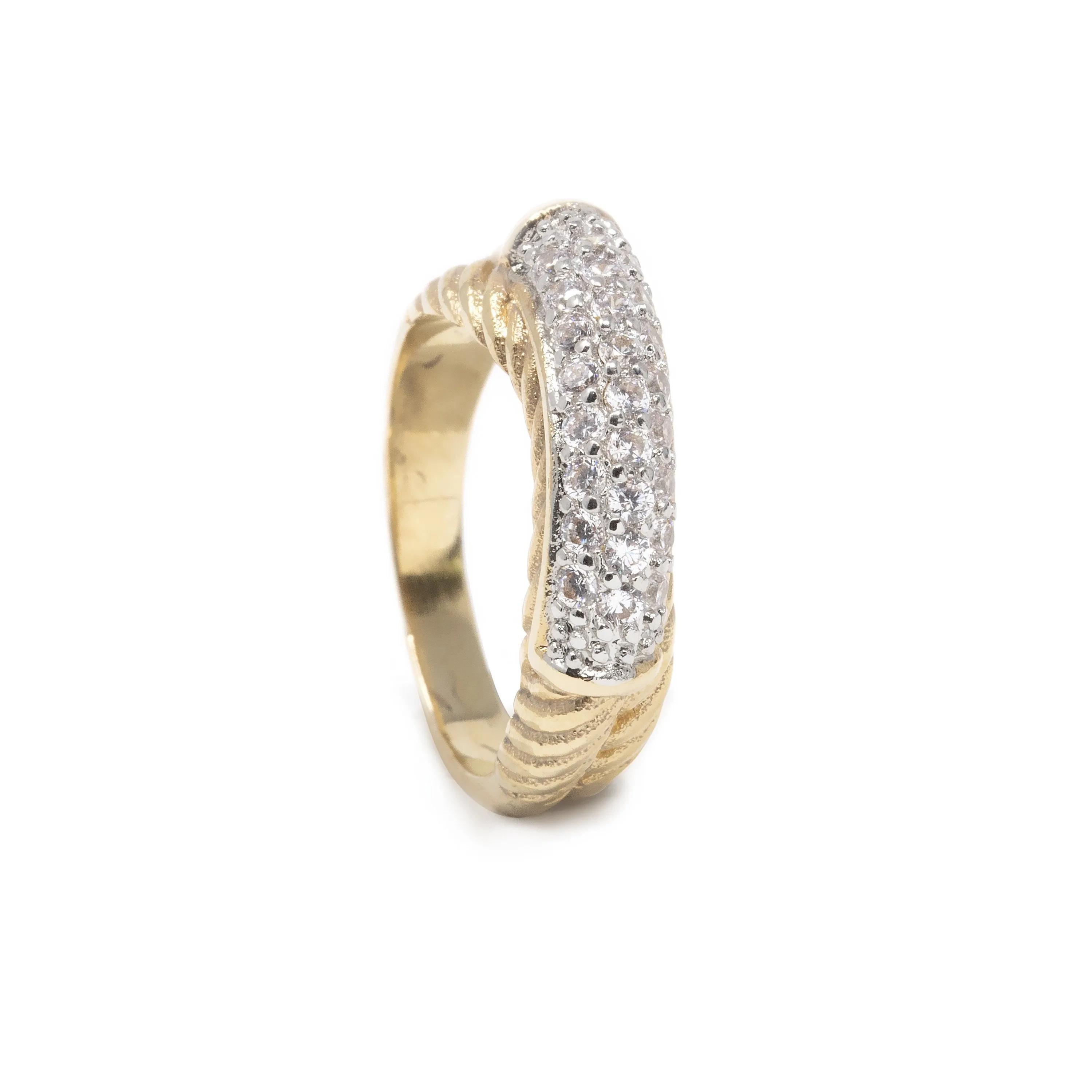 Pave Cable Ring Gold Tone