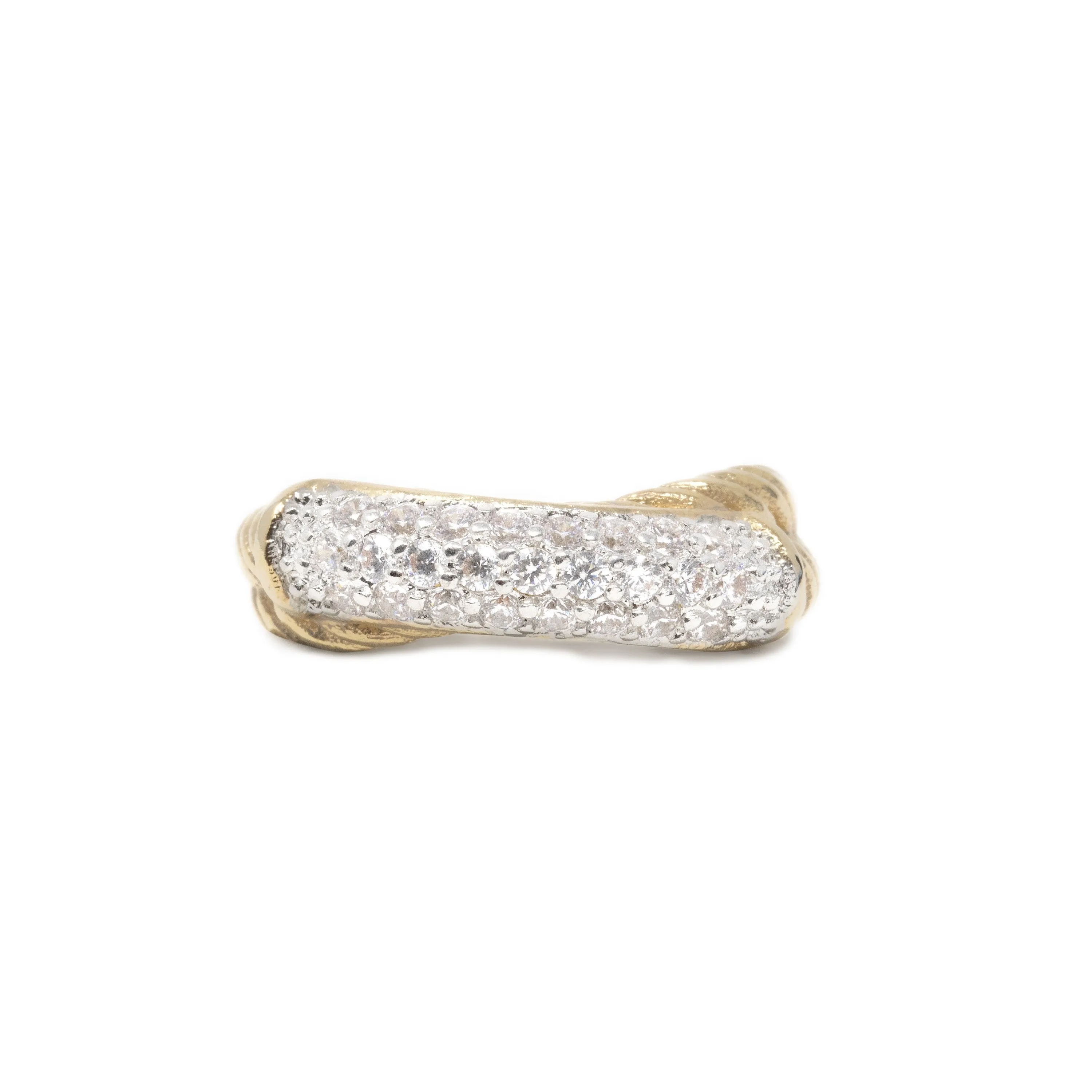 Pave Cable Ring Gold Tone