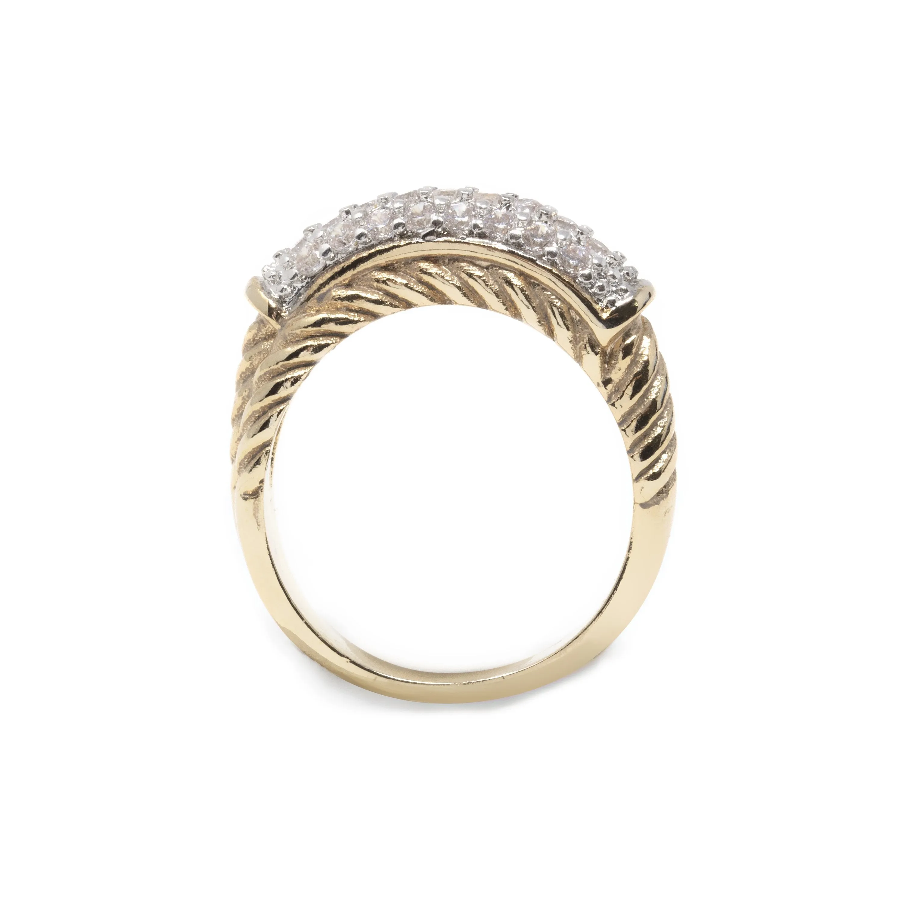 Pave Cable Ring Gold Tone