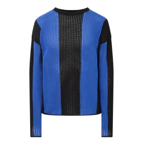 PELLADOR Inter Crochet Striped Sweater - Blue