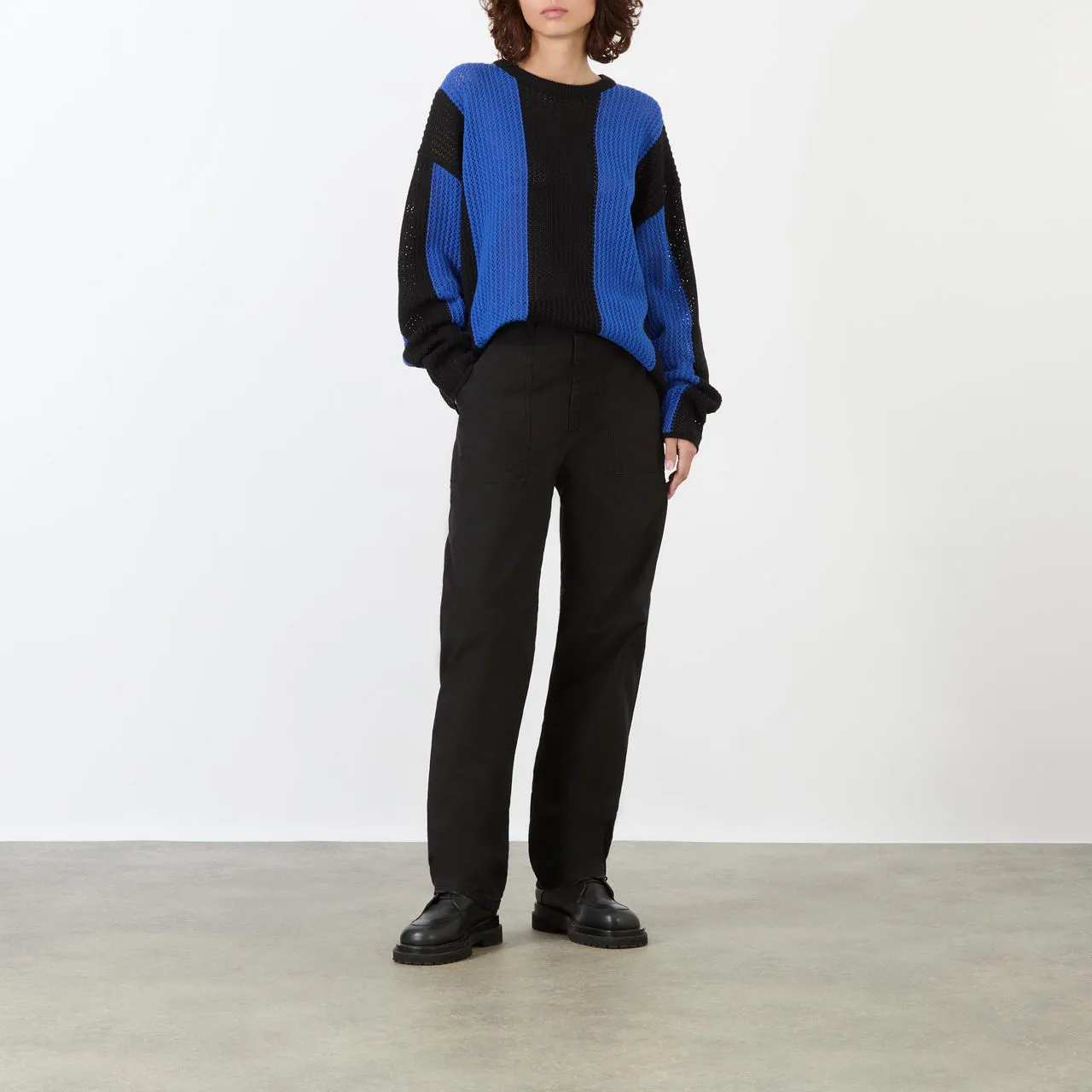 PELLADOR Inter Crochet Striped Sweater - Blue