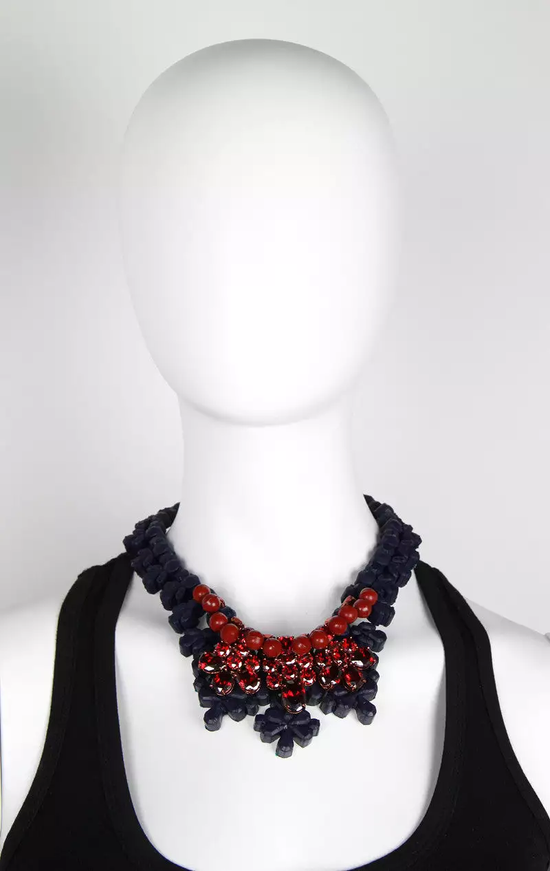 Picadilly Necklace, Blue & Garnet