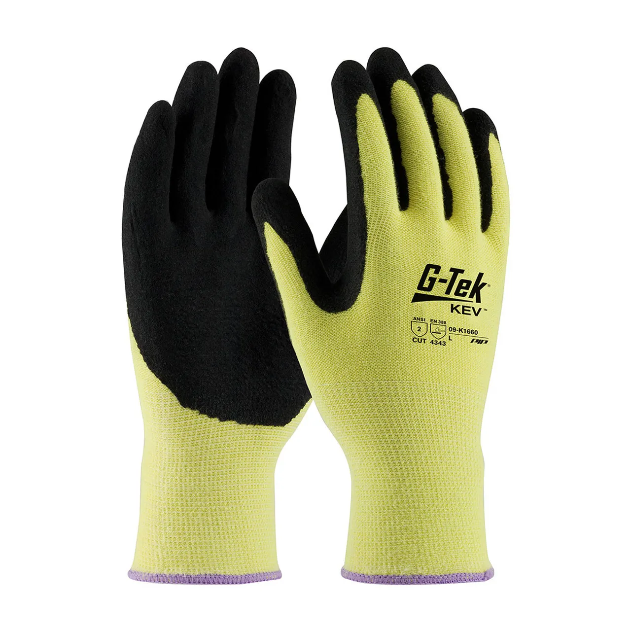 PIP Box of 72 Pair A2 Hi Vis Yellow G-Tek Kevlar Nitrile Grip Safety Gloves 09-K1660