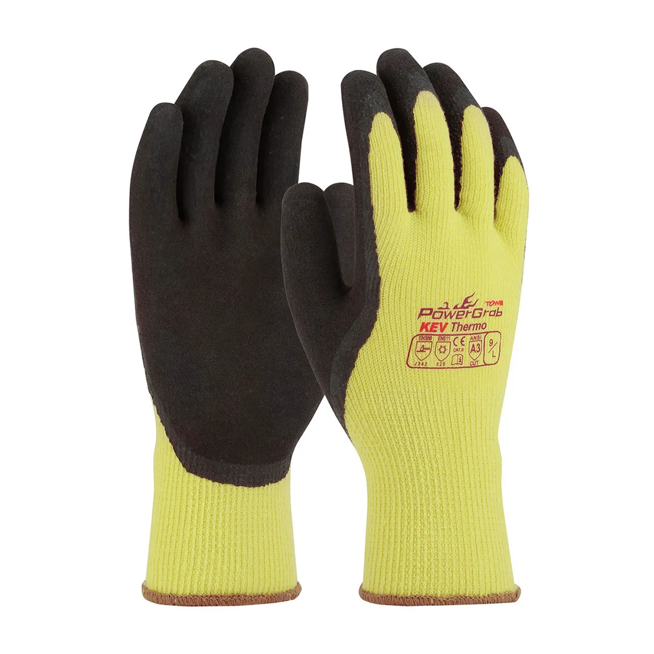 PIP Box of 72 Pair A3 Cut Level Hi Vis Yellow PowerGrab Kevlar Seamless Gloves 09-K1350