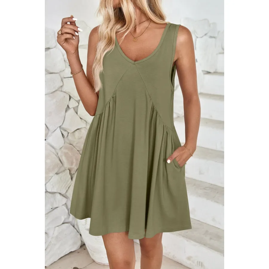 Plunge Wide Strap Mini Tank Dress