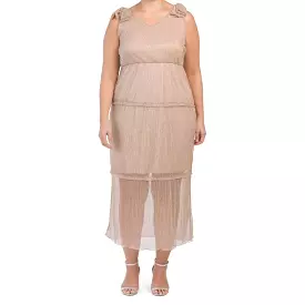 Plus size sleeveless v-neck midi dress