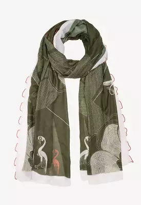 Printed Macreme All Over Loop Scarf