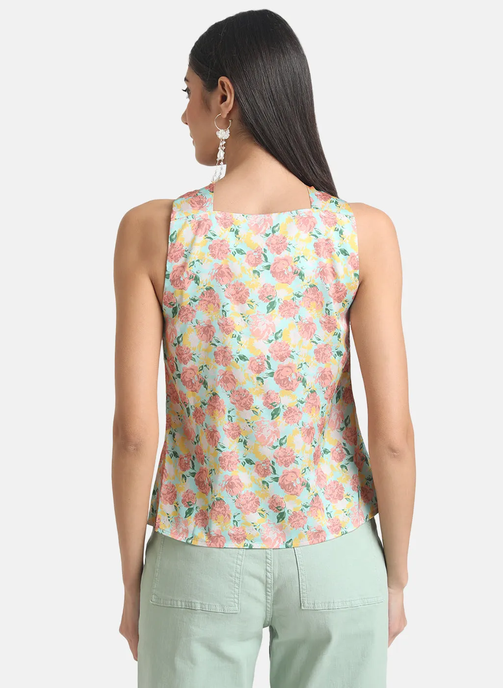 Printed Satin Halter Neck Top