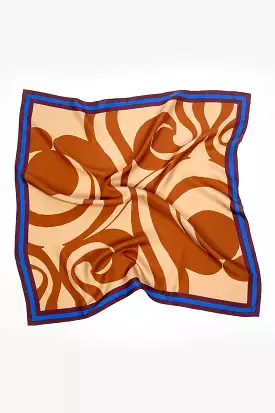 Printed Silk Scarf Brown/Blue