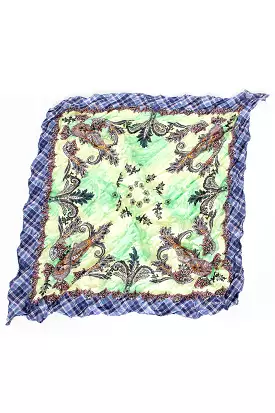 Printed Silk Scarf Green/Blue