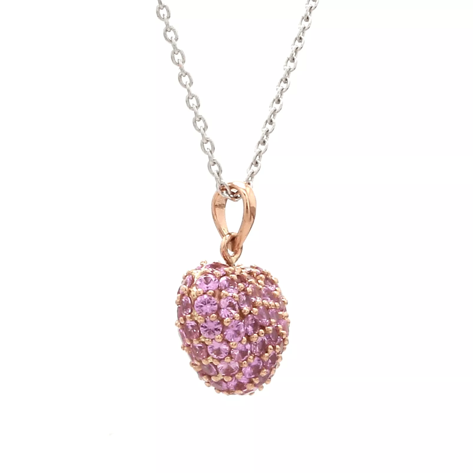 Puffy Pave Pink Sapphire Heart Charm