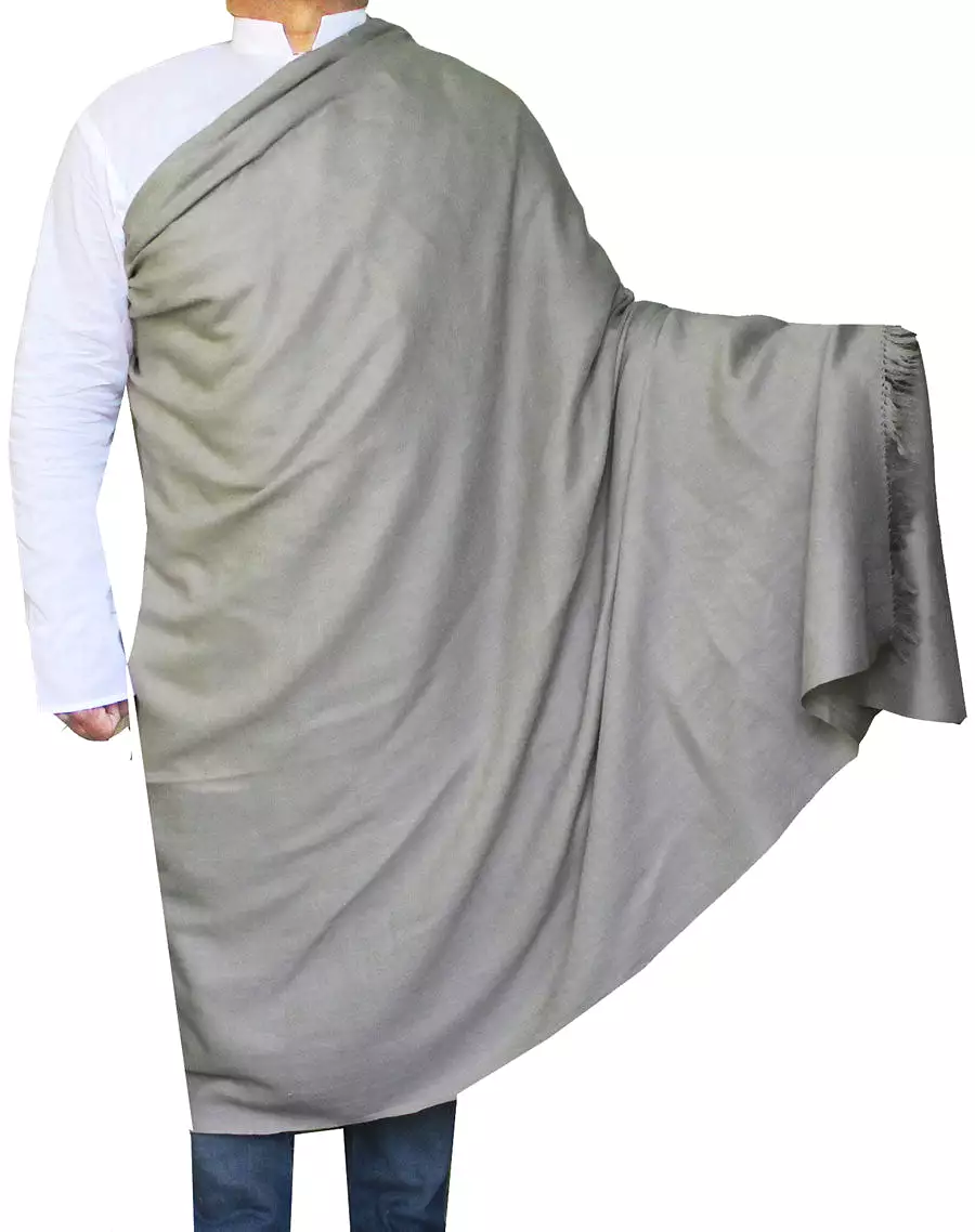 Pure Wool Large Prayer Shawl Wrap Mens Womens India Clothing (Grey)