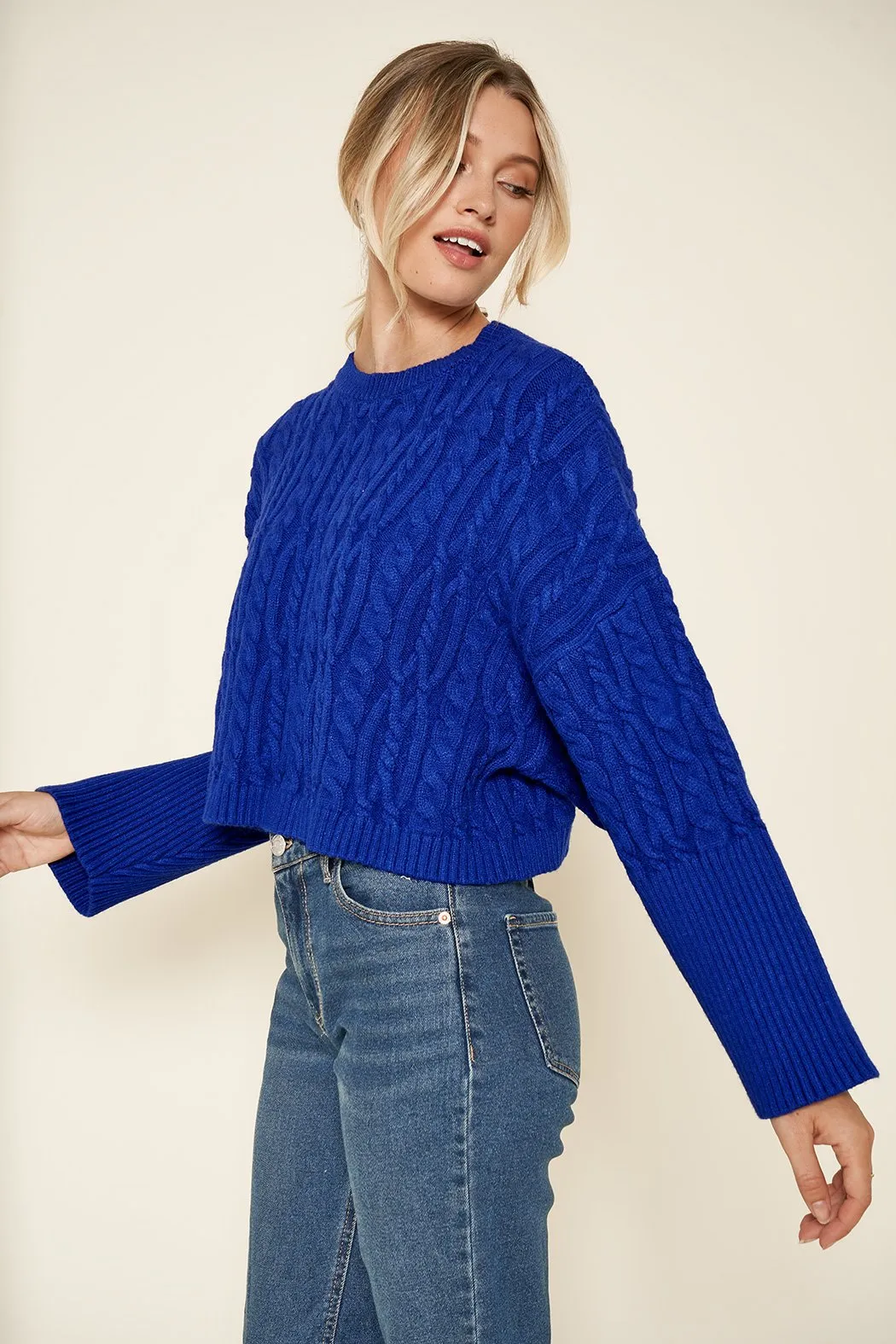 Quincy Cable Knit Cropped Sweater