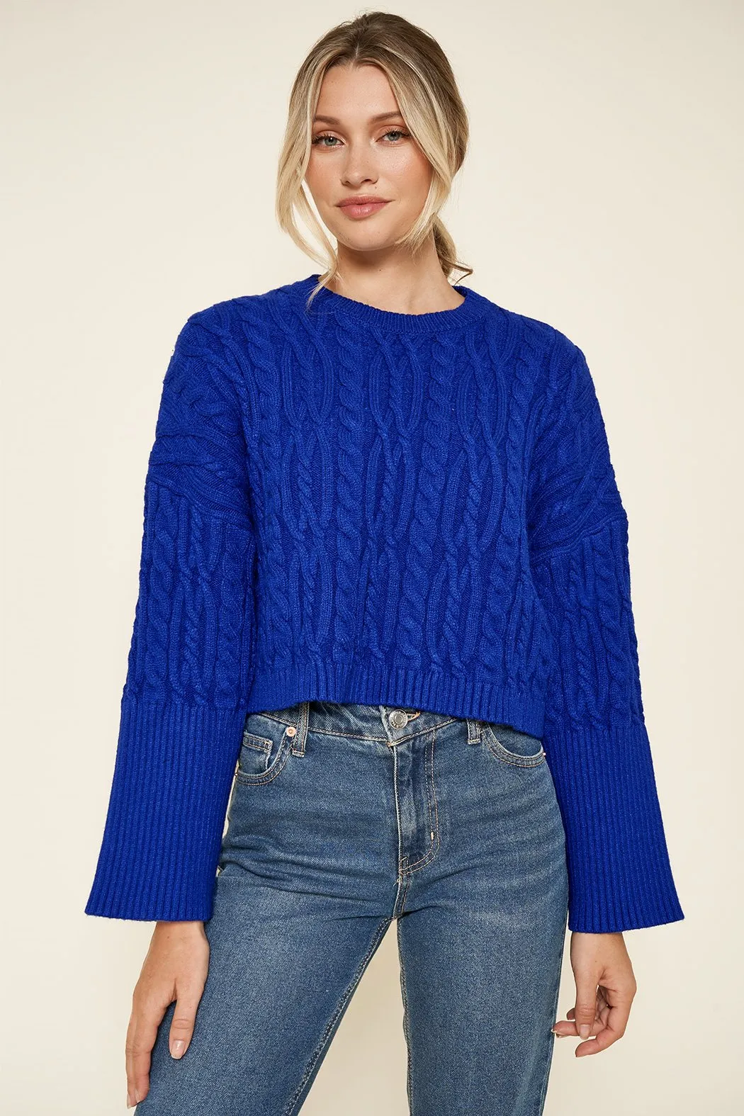 Quincy Cable Knit Cropped Sweater