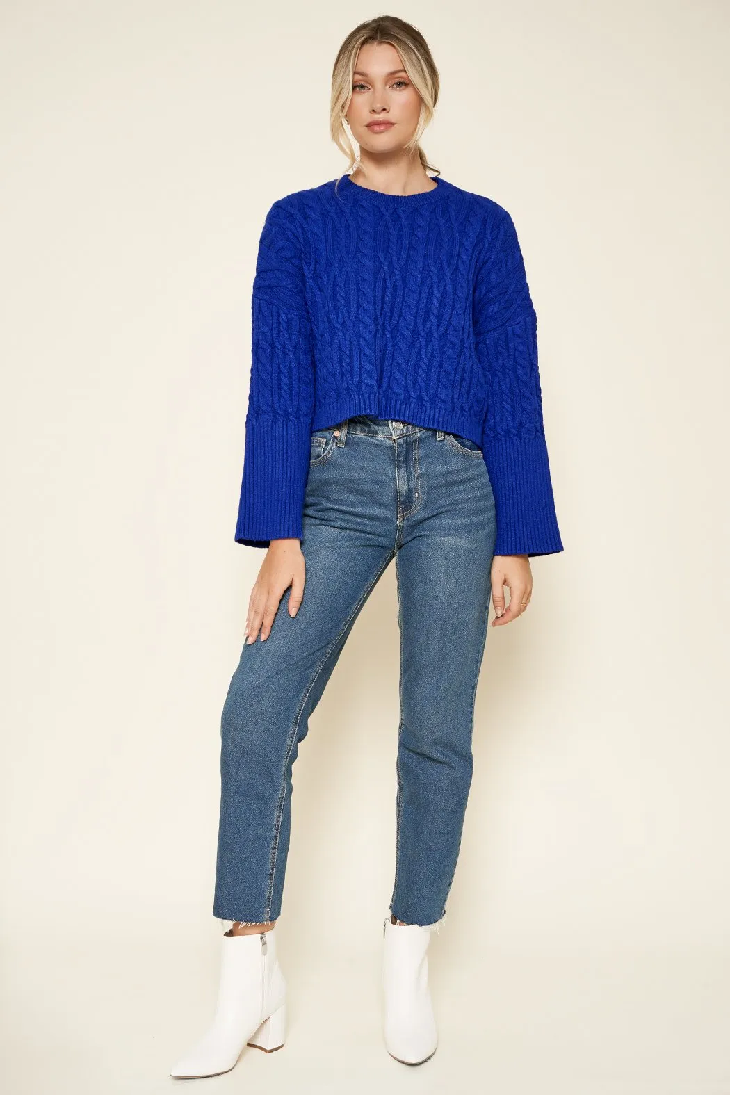 Quincy Cable Knit Cropped Sweater