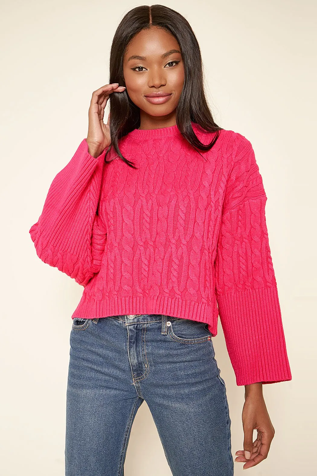 Quincy Cable Knit Cropped Sweater