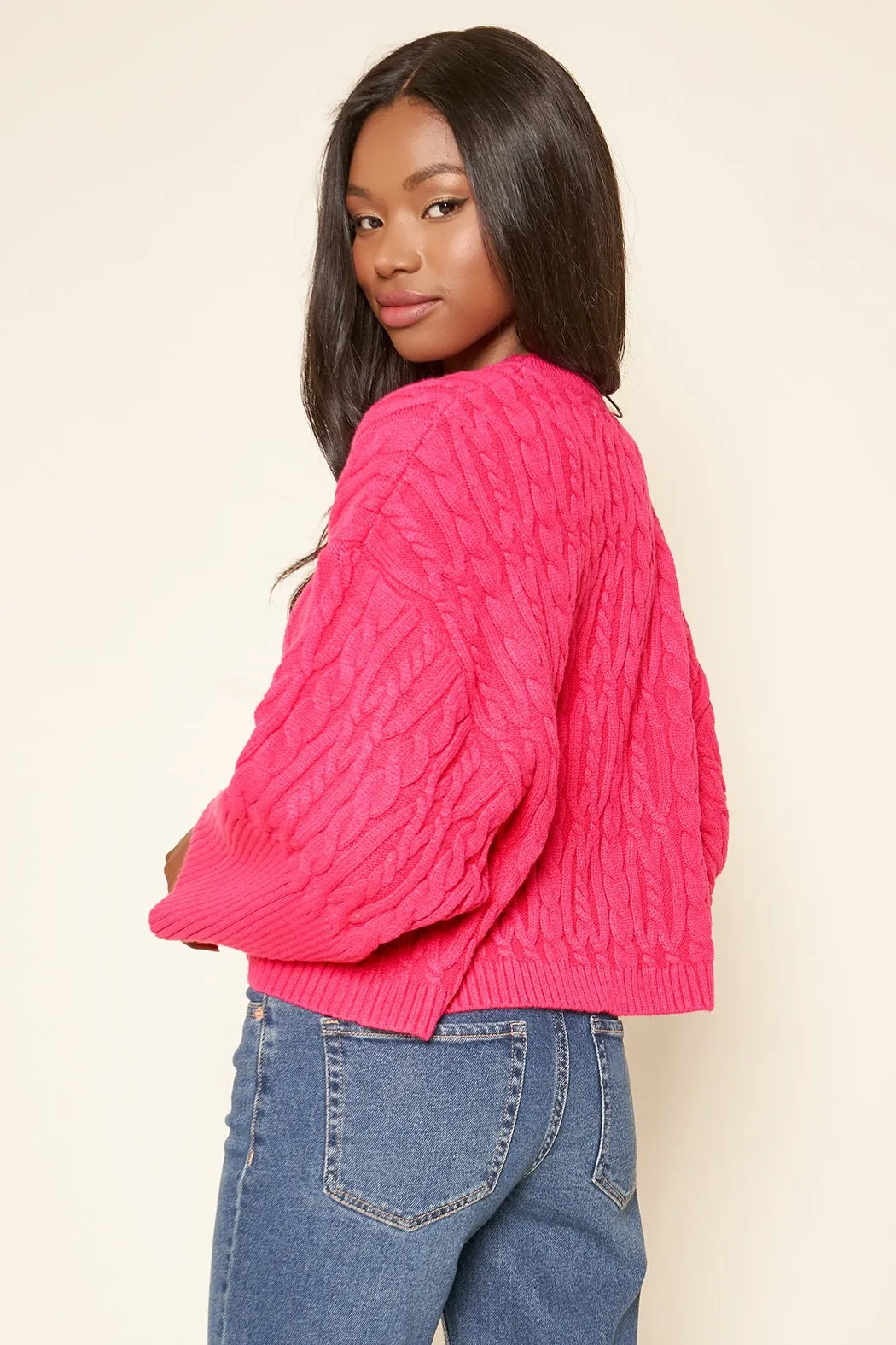 Quincy Cable Knit Cropped Sweater