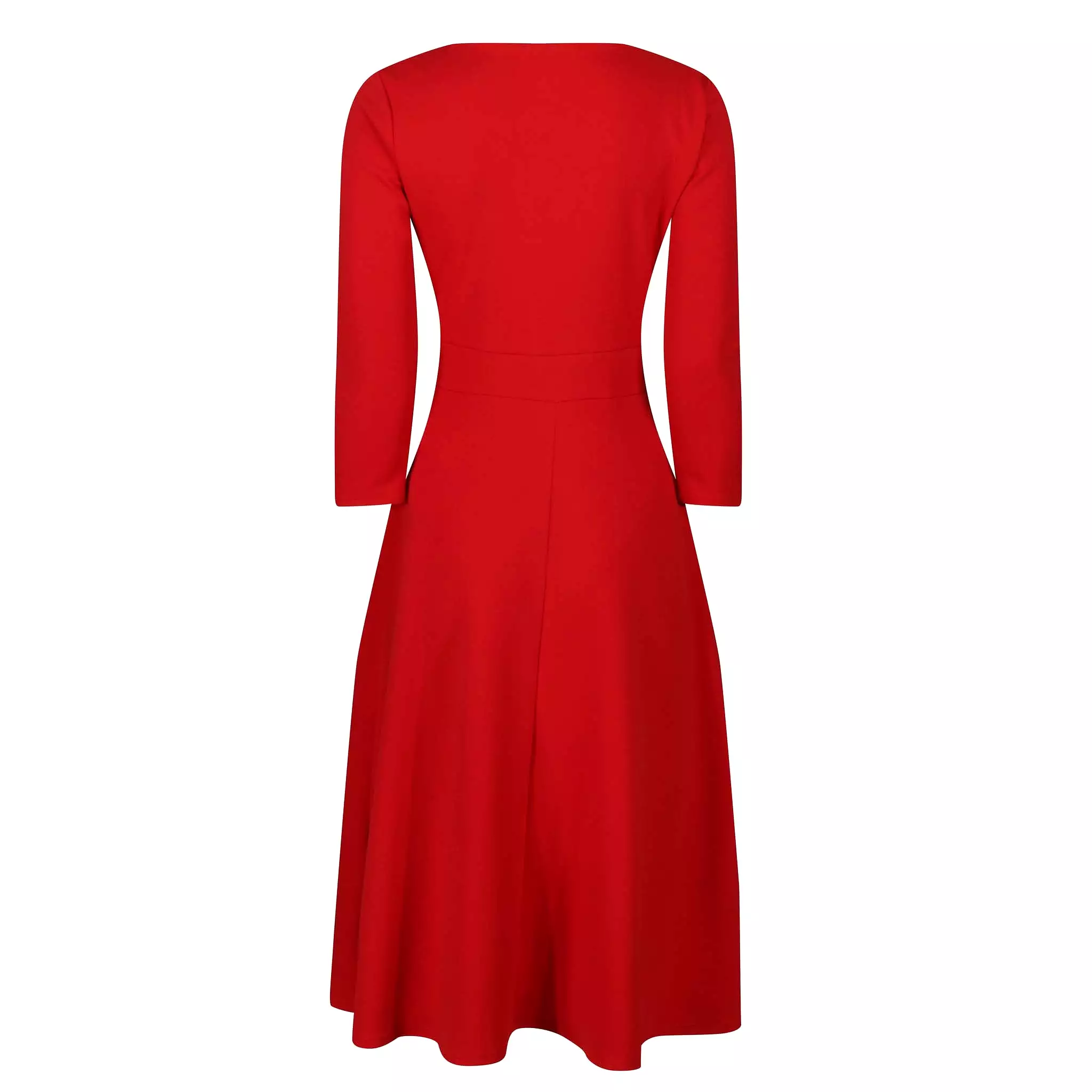 Red Long Sleeve Side Tie Wrap Dress