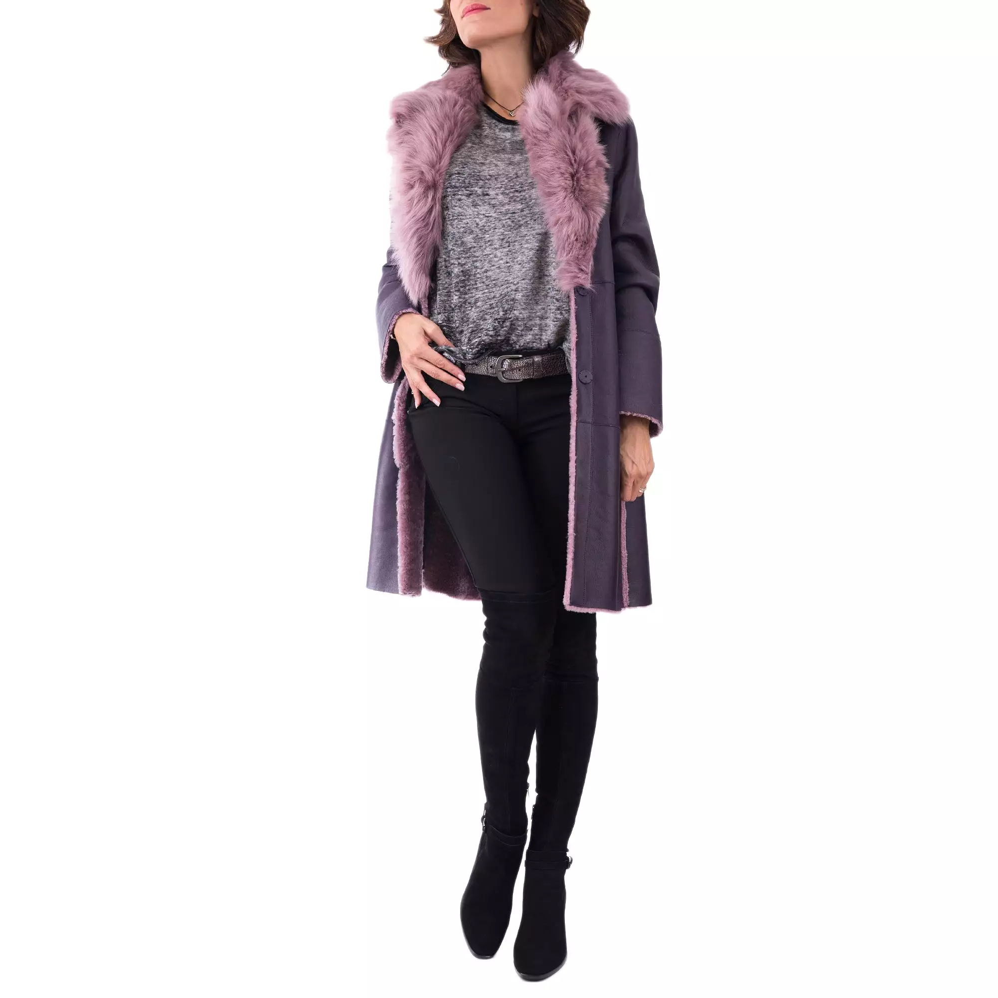 Reversible Shawl-Collar Coat Merinillo Pacaja Cassis