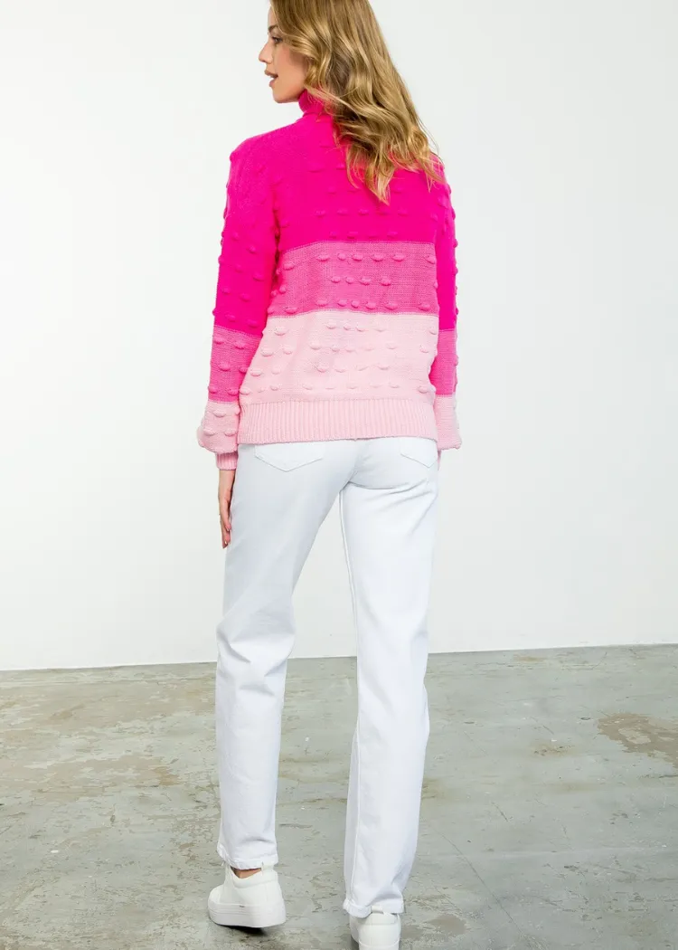 Rowan Colorblocked Turtleneck Knit Sweater