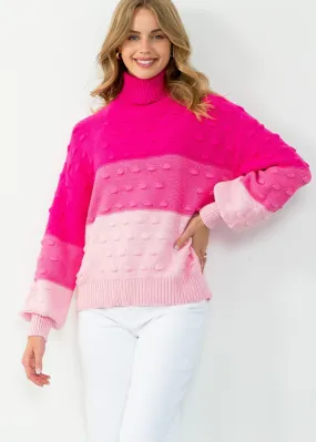 Rowan Colorblocked Turtleneck Knit Sweater