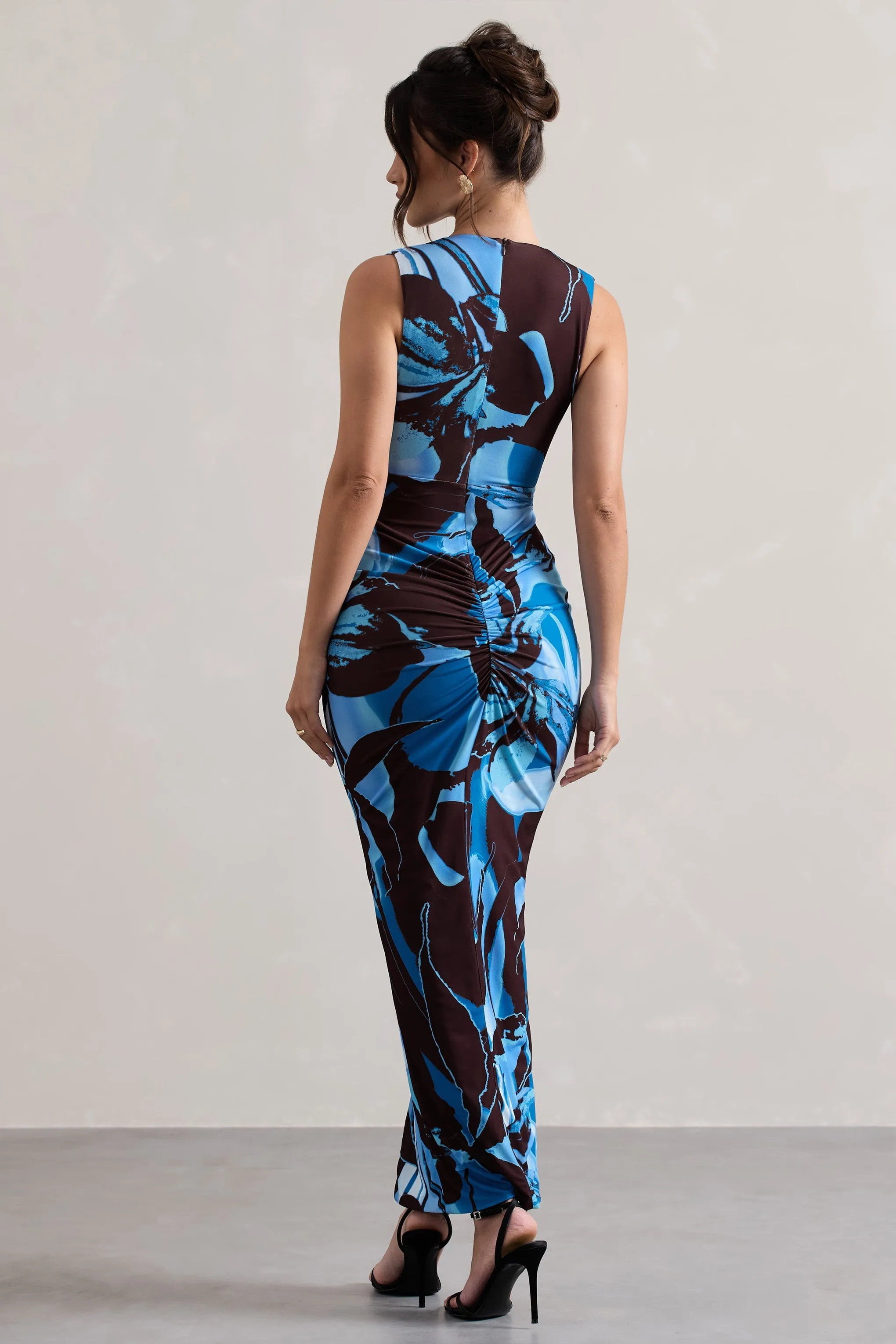 Santana | Floral Print Plunge-Neck Split Maxi Dress With Knot Detail