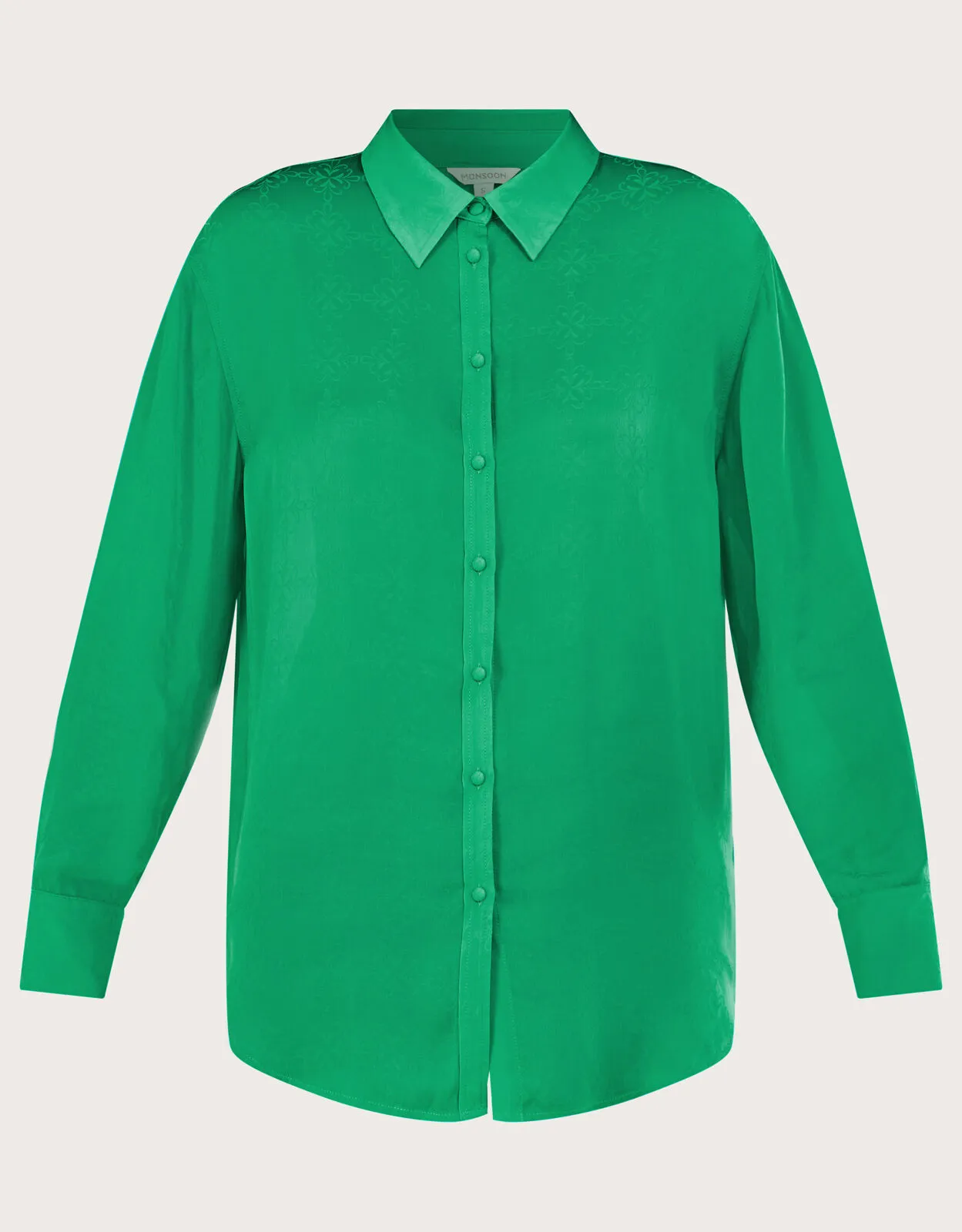 Saskia Button Through Satin Blouse Green